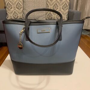 DKNY Blue and Black Structured Tote Bag